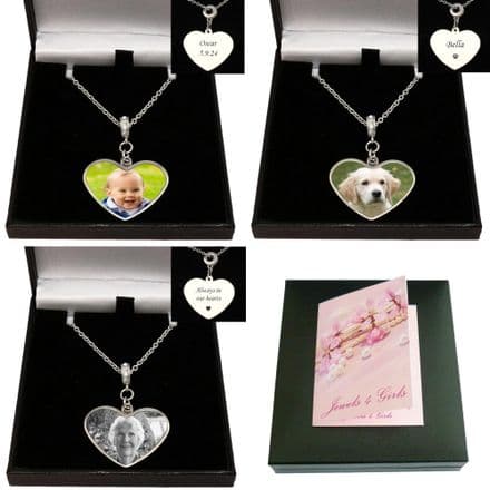 Beautiful Heart Necklace with Photo and Engraving