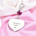 Beautiful Sterling Silver Engraved Heart Birthstone Bag Charm | Jewels 4 Girls