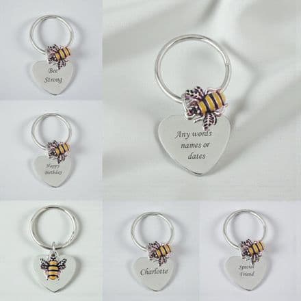 Bee Keyring with Engraving in Gift Box