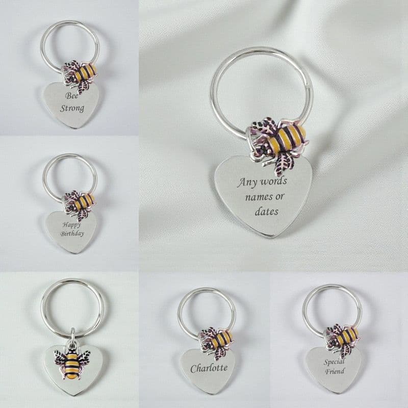 Bee Keyring Bee Keyring with Engraving in Gift Box | Jewels 4 Girls
