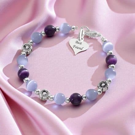 Best Friend Bracelet with Engraved Silver Heart