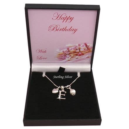Birthday Gift .925 Sterling Silver Initial, Letter Necklace