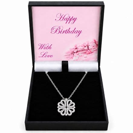 Birthday Gift, Four Leaf Clover Necklace, Convertible, Four Hearts, Two in One