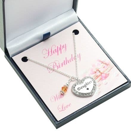 Birthday Necklace with Birthstone for Daughter