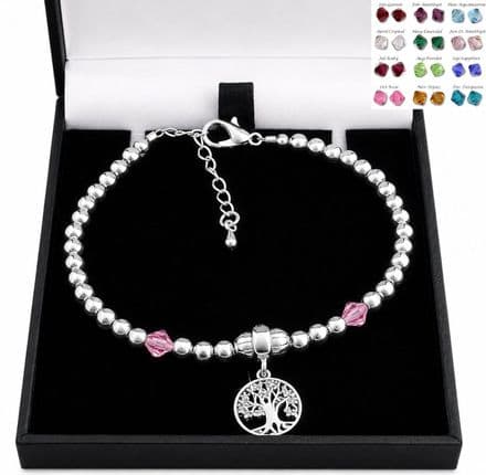 Birthstone and Tree of Life Bracelet for Women and Girls