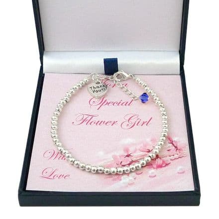 Birthstone Bracelet, Card Mount for Flower Girl or Bridesmaid