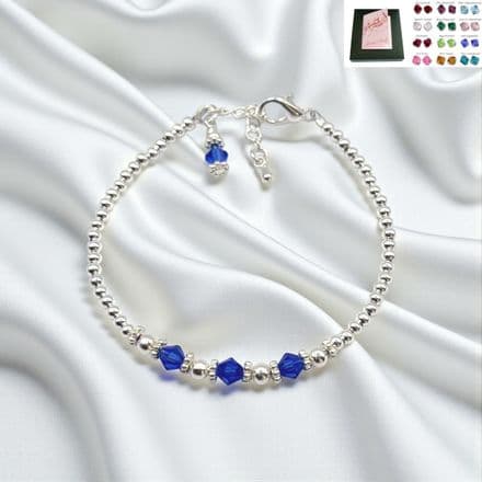 Birthstone Bracelet, Delicate Beads, Card for Sister, Friend, Mum etc