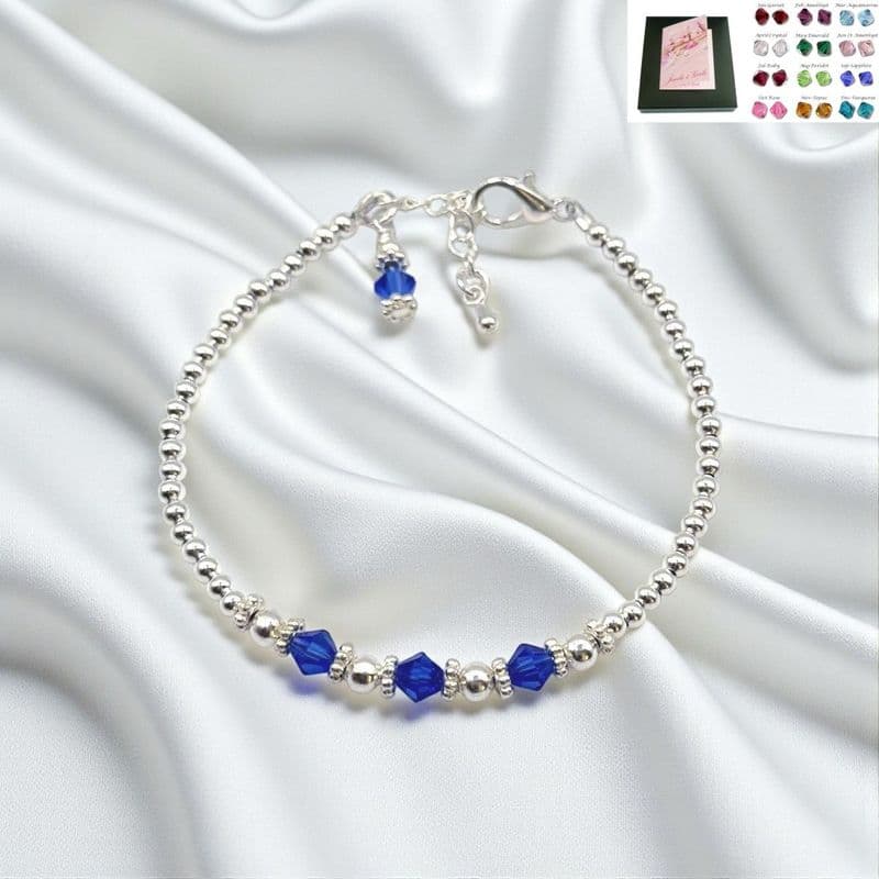 Birthstone Bracelet, Fluted Beads on Card Mount | Jewels 4 Girls