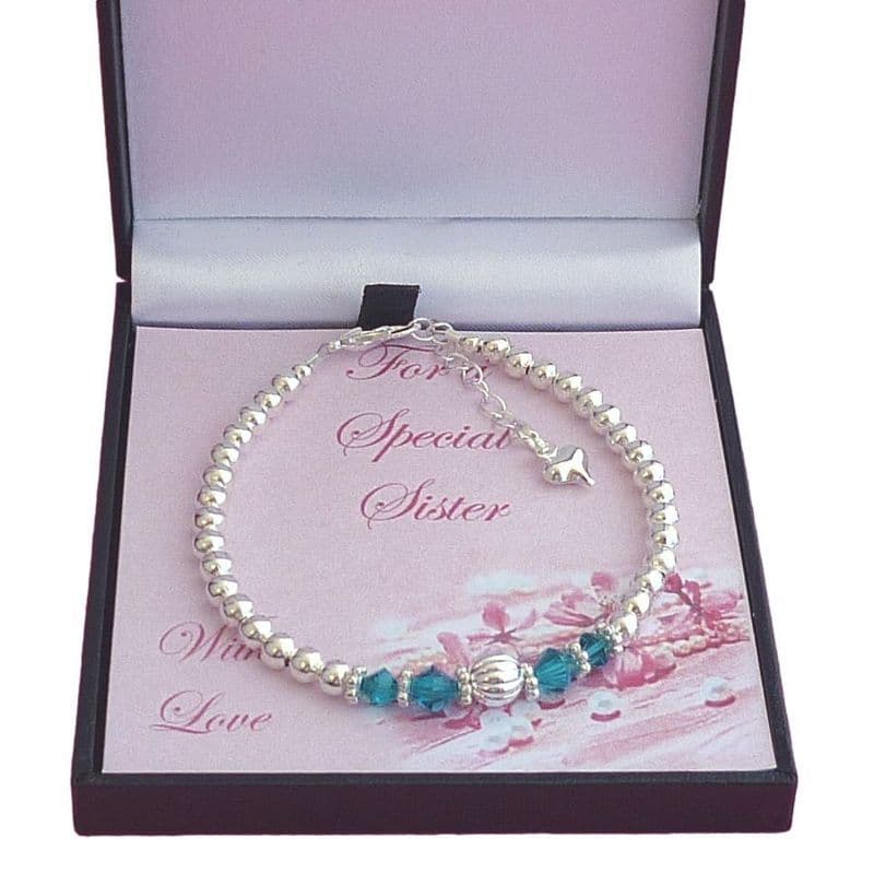 Fluted Birthstone Bracelet on Card Mount | Jewels 4 Girls
