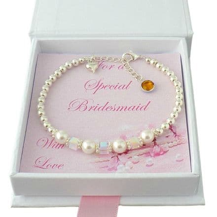 Birthstone Bracelet for Bridesmaid, Flower Girl, Maid of Honour