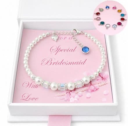 Birthstone Bracelet for Bridesmaid, Flower Girl, Maid of Honour
