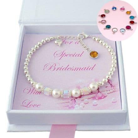 Birthstone Bracelet for Bridesmaid, Flower Girl, Maid of Honour