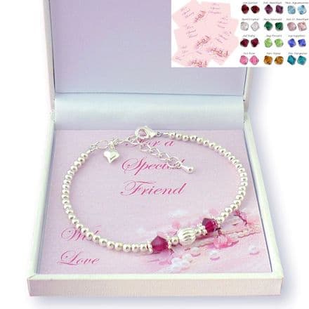 Birthstone Bracelet for Friend, Sister etc, with Fluted Bead