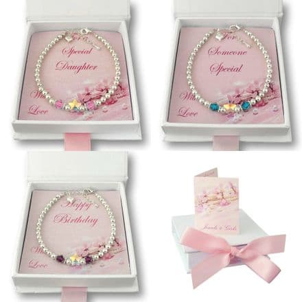 Birthstone Bracelet for Mum, Nanny etc, with Star Bead