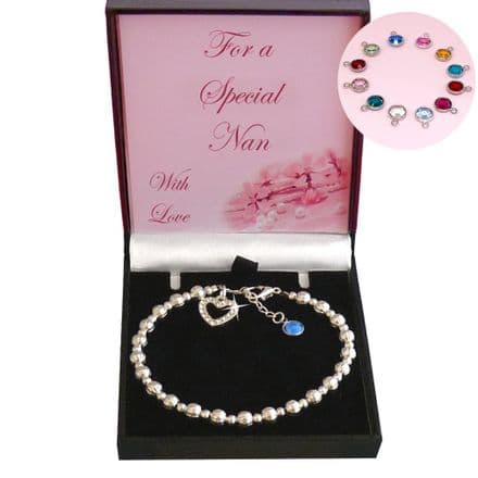 Birthstone Bracelet for Nan, Nanny or Grandma, Grandparent Gifts