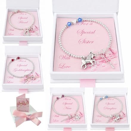 Birthstone Bracelet in Gift Box for Daughter, Mum etc