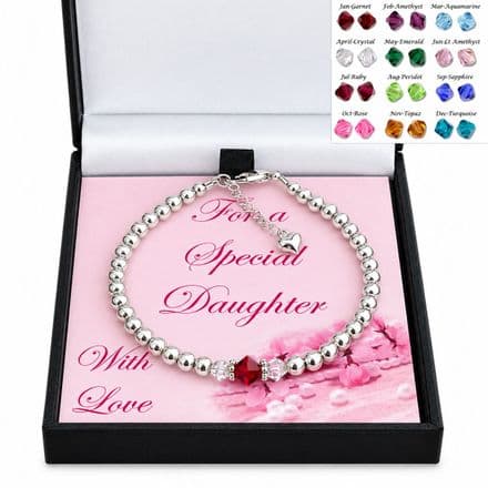 Birthstone Bracelet on Card Mount for Daughter, Mummy etc