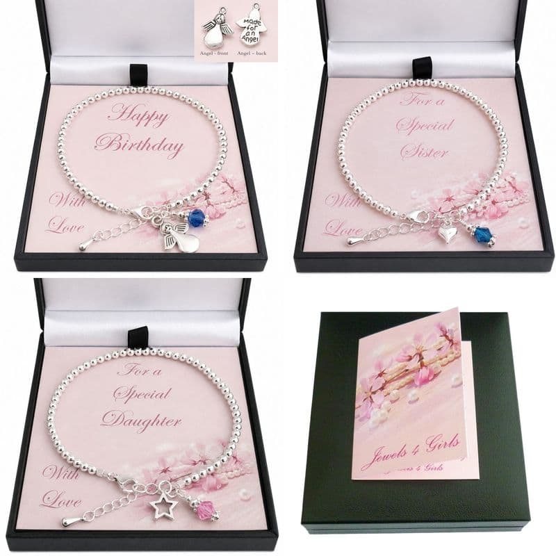 Birthstone Bracelet on Card Mount for Daughter, Sister etc | Jewels 4 Girls