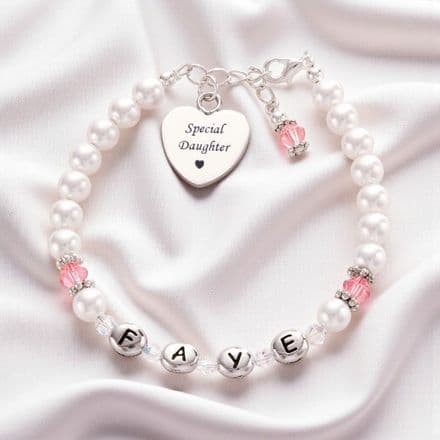 Birthstone Bracelet Personalised with Engraving