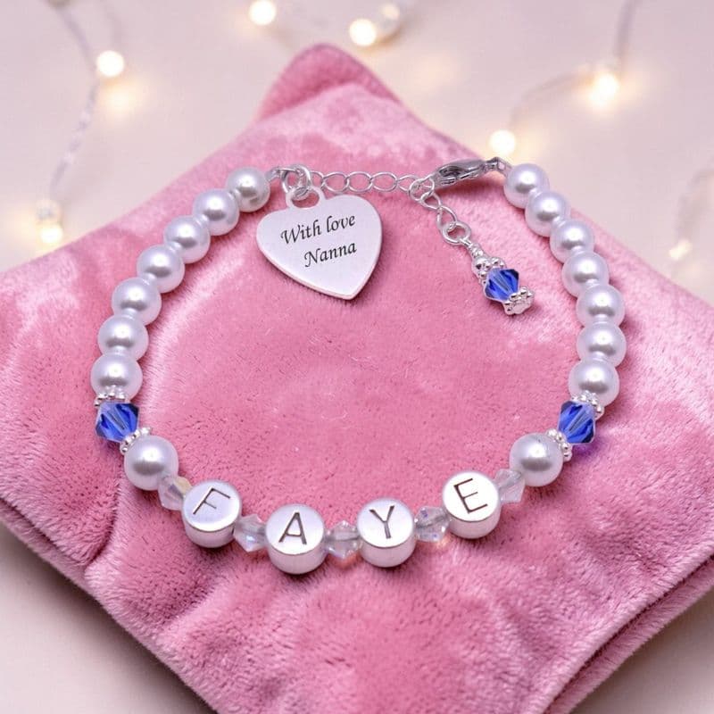 Birthstone Bracelet Personalised with Engraving | Jewels 4 Girls