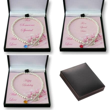 Birthstone Bracelet, Sterling Silver Beads with Toggle Clasp