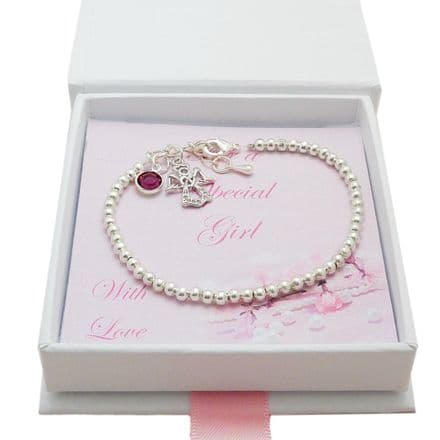 Birthstone Bracelet with Angel Charm. Gift for Granddaughter, Daughter...