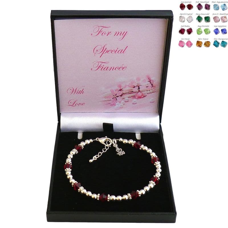 Birthstone Bracelet with I Love You Charm for Wife, Fiancée etc | Jewels 4 Girls