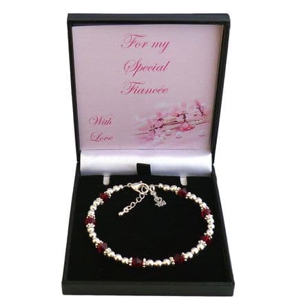 Birthstone Bracelet with I Love You Charm for Wife, Fiancée etc