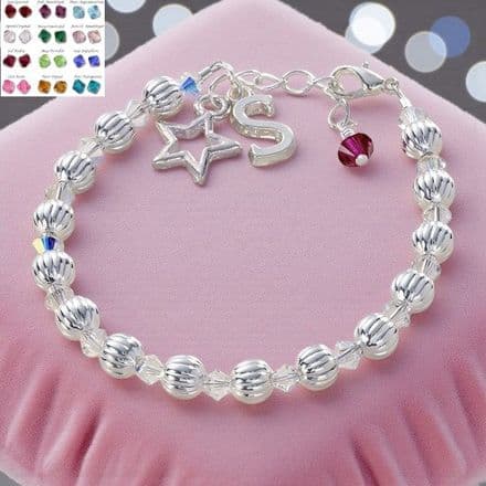 Birthstone Bracelet with Initial & Star