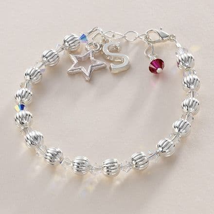 Birthstone Bracelet with Initial & Star