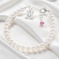 Birthstone Bracelet with Letter Charm & Pearls | Jewels 4 Girls