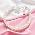 Birthstone Bracelet with Letter Charm & Pearls | Jewels 4 Girls