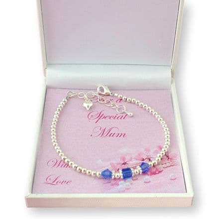 Birthstone Cube Bracelet for Daughter, Mum etc