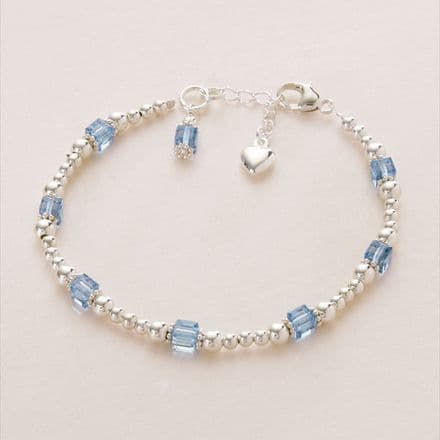 Birthstone Cube Bracelet, Sterling Silver