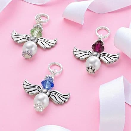 Birthstone Guardian Angel Charm on Split Ring