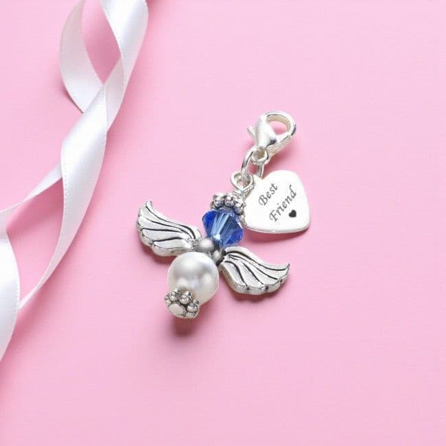 Birthstone Guardian Angel Charm with Silver Tag | Jewels 4 Girls