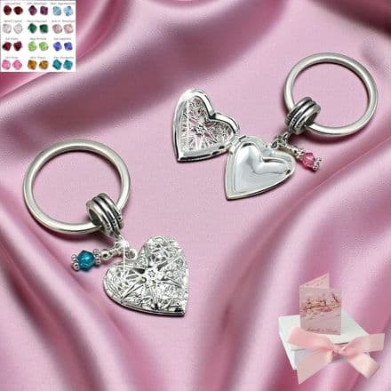 Birthstone Heart Locket Keyring
