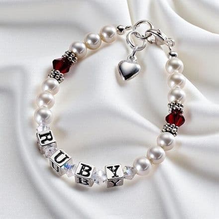 Birthstone Name Bracelet - Sterling Silver