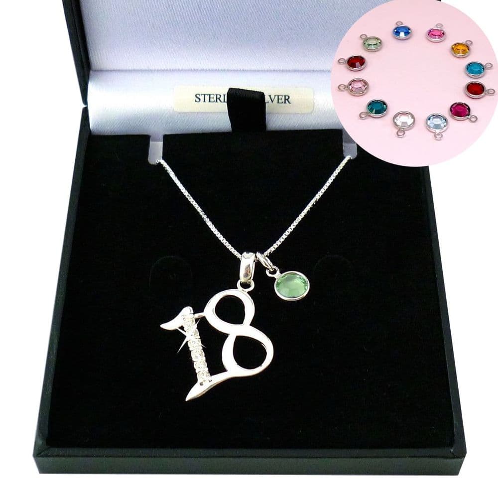 Birthstone Necklace for 18th Birthday, Sterling Silver | Jewels 4 Girls