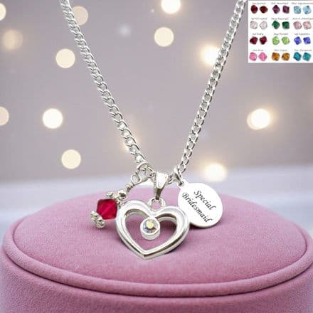 Birthstone Necklace With Engraved Tag