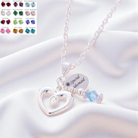 Birthstone Necklace With Engraved Tag Choice