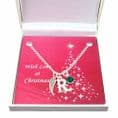 Birthstone Necklace with Letter and Wing in Christmas Gift Box | Jewels 4 Girls