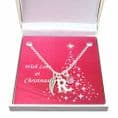 Birthstone Necklace with Letter and Wing in Christmas Gift Box | Jewels 4 Girls