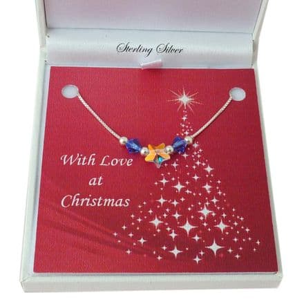 Birthstone Necklace with Star Bead for Christmas