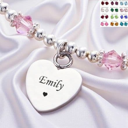 Birthstone Personalised Necklace with Custom Engraving