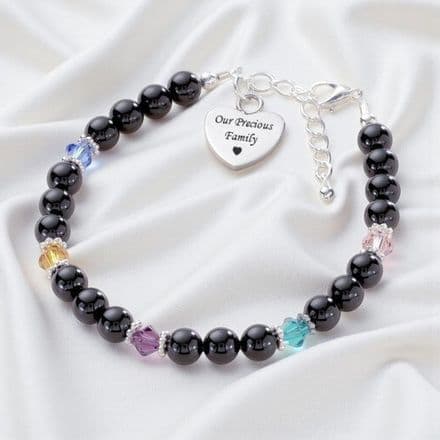 Black Pearl Family Birthstone Bracelet