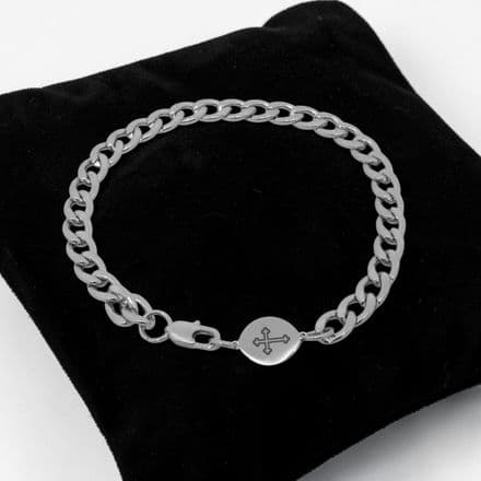 Boy's Engraved First Holy Communion Bracelet, Cuban Chain