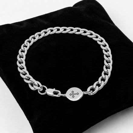 Boy's Engraved First Holy Communion Bracelet, Cuban Chain