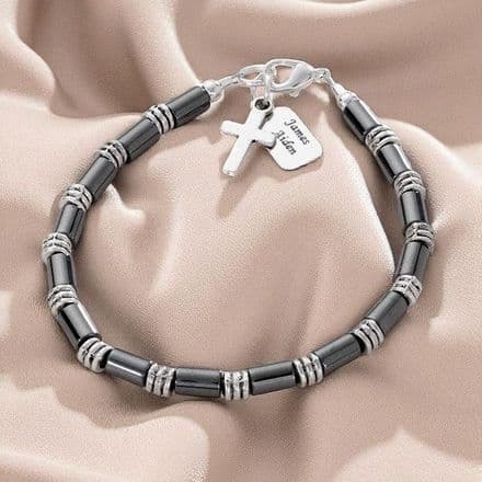 Boys Personalised Bracelet with Cross and Engraving