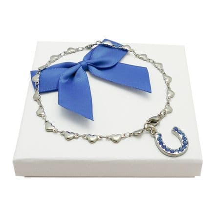 Bracelet for a Bride featuring a Blue Horseshoe Charm